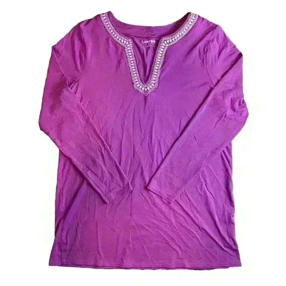 Land's End Rash Guard Swim Shirt Tunic Long Sleeve Size Medium Purple